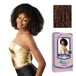Sensationnel Glamora Lace Crown Wig – Retro Diva Unit 2 Hand Tied CrownArea Curved Ear Contour Synthetic Hair (1 JETBLACK)(SPICESTRIPE)