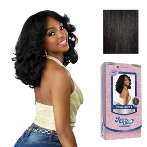 Sensationnel Glamora Lace Crown Wig – Retro Diva Unit 3 Hand Tied CrownArea Curved Ear Contour Synthetic Hair (1 JETBLACK)(1B OFFBLACK)
