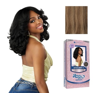 Sensationnel Glamora Lace Crown Wig – Retro Diva Unit 3 Hand Tied CrownArea Curved Ear Contour Synthetic Hair (1 JETBLACK)(CARAMELTHROWBACK)