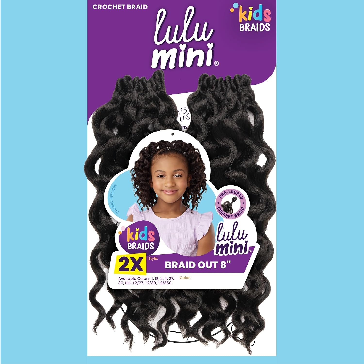 image:imageSensationnel Lulumini crochet kids braids 2x braid out 8 inch flame safe synthetic braiding hair 1 JETBLACK1 JETBLACK