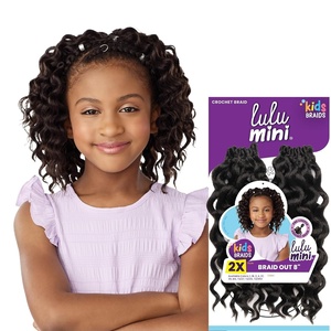 Sensationnel Lulumini crochet kids braids – 2x braid out 8 inch flame safe synthetic braiding hair (1 JETBLACK)(T2/350)