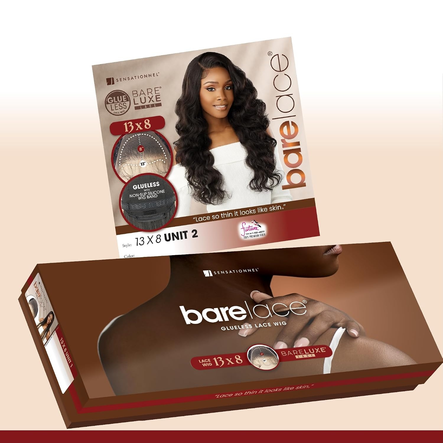 image:imageSensationnel Barelace 13x8 LaceWig Unit 2 1 JETBLACK Lace Front Synthetic Glueless 180 Degree PrePlucked Hairline613 BLONDE