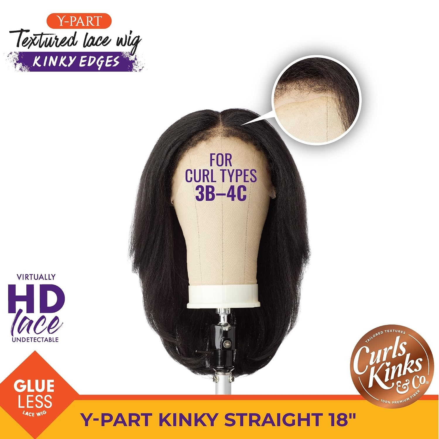 image:imageSensationnel Curls Kinksandco Kinkyedges Wig Kinky Straight 18 Inch 1 JETBLACK Y Part Lace Synthetic Edged Hairline Natural 3C To 4C Kinky Hair Textures2 DARKBROWN