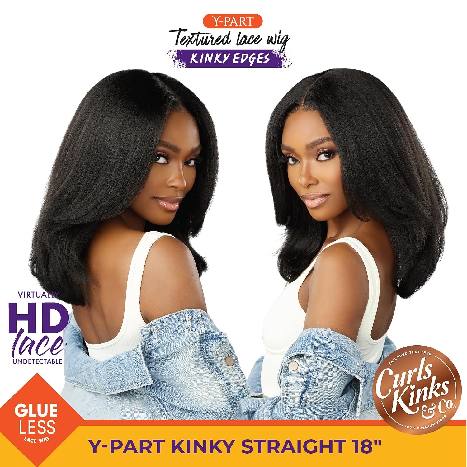 image:imageSensationnel Curls Kinksandco Kinkyedges Wig Kinky Straight 18 Inch 1 JETBLACK Y Part Lace Synthetic Edged Hairline Natural 3C To 4C Kinky Hair Textures1B OFFBLACK
