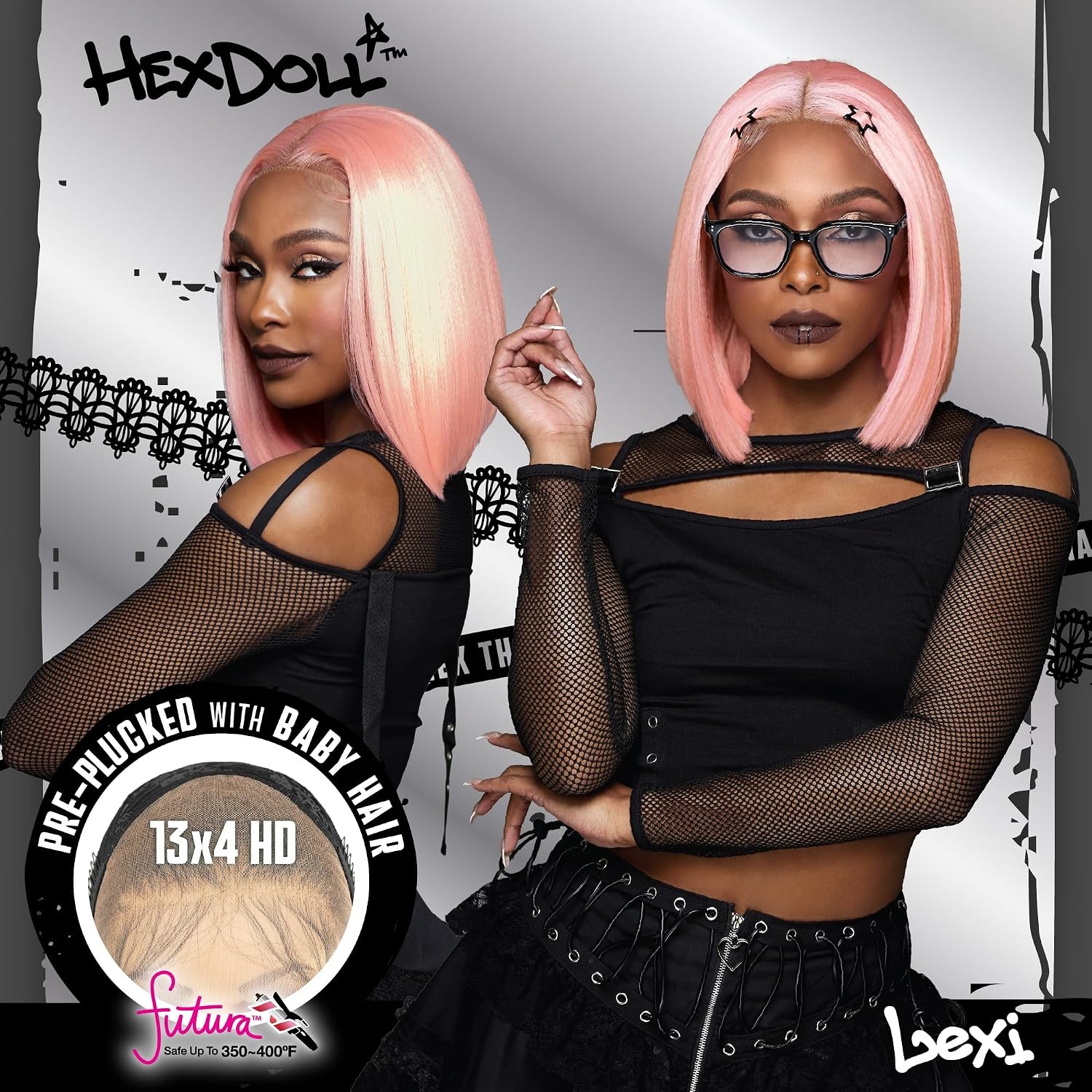 image:imageSensationnel Hexdoll 13x4 LaceWig Lexi 1 JETBLACK Lace Front Synthetic Glueless Natural Density PrePlucked HairlineCHAMPAGNEBLONDE