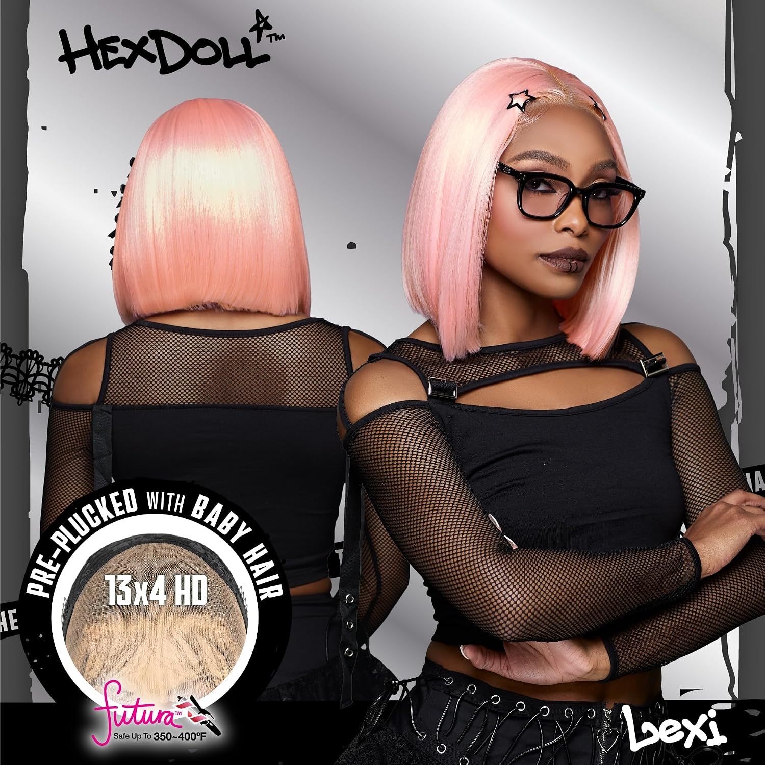 image:imageSensationnel Hexdoll 13x4 LaceWig Lexi 1 JETBLACK Lace Front Synthetic Glueless Natural Density PrePlucked HairlineLIGHTASHBROWN