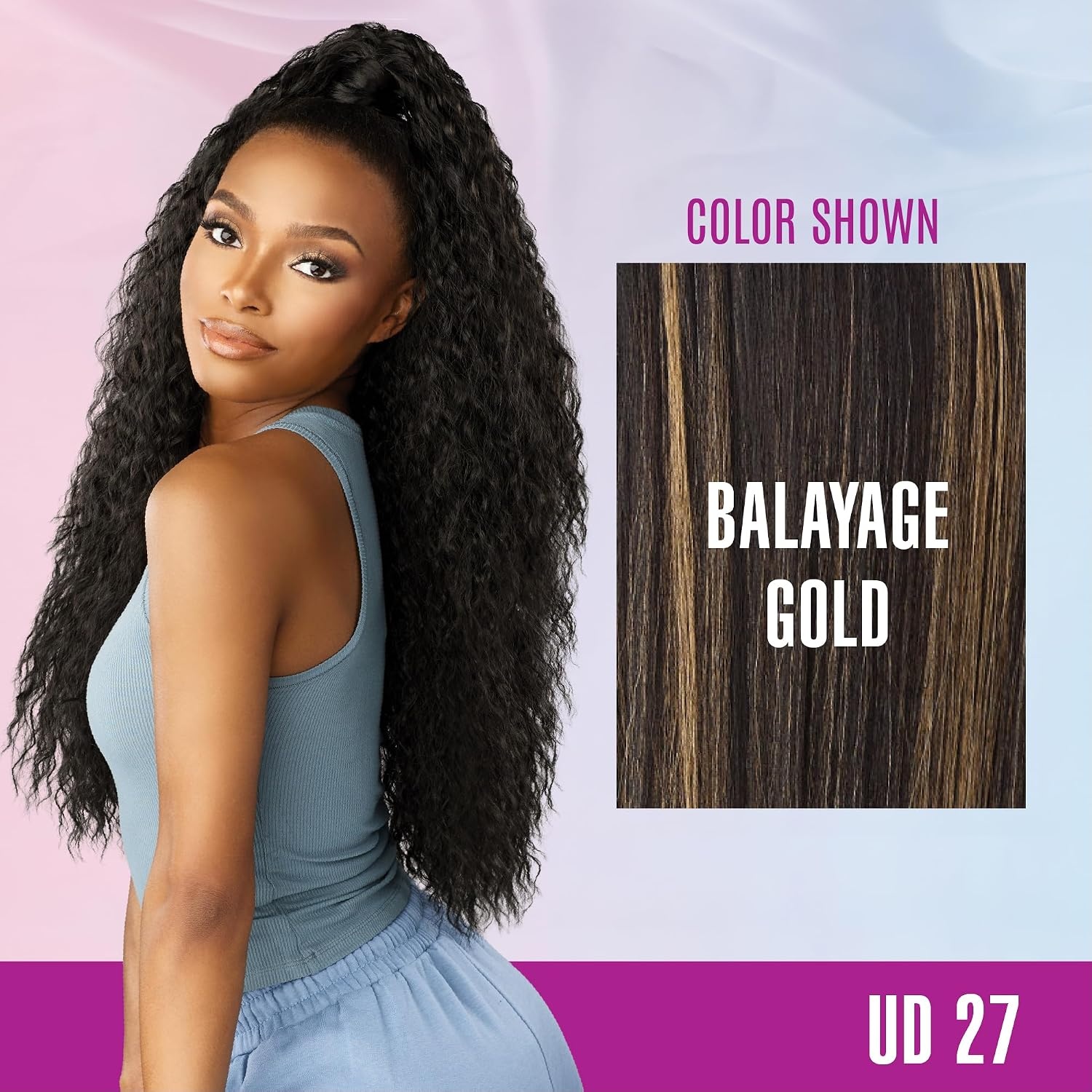 image:imageSensationnel Instant Updown Halfwig Pony Iud 27 1 JETBLACK 4 Style In 1 Pony Wrap Updo Halfup HalfdownBALAYAGEGOLD
