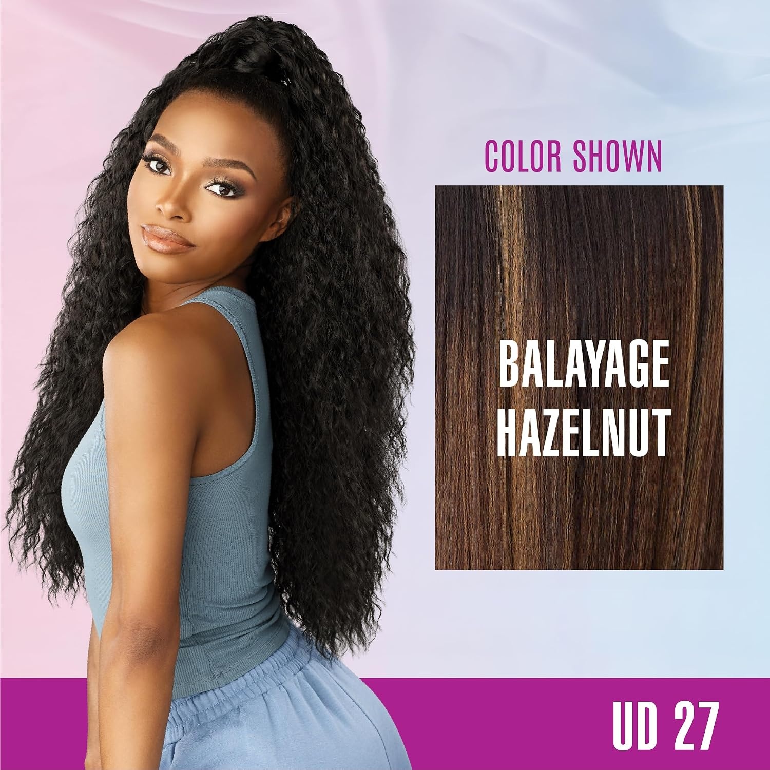 image:imageSensationnel Instant Updown Halfwig Pony Iud 27 1 JETBLACK 4 Style In 1 Pony Wrap Updo Halfup HalfdownBALAYAGEHAZELNUT