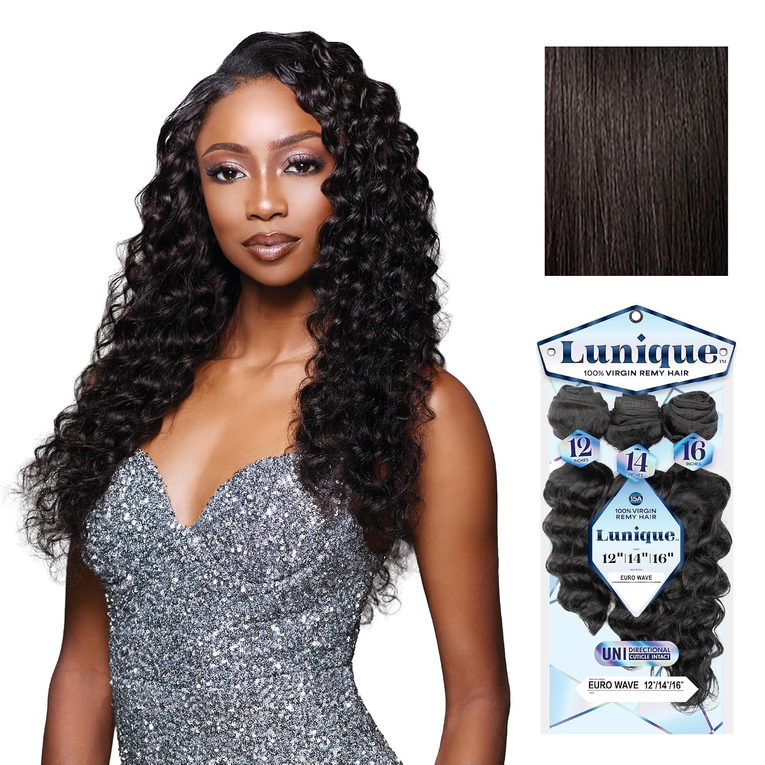 image:imageSensationnel Lunique Multi Weave Hair Euro Wave 15A Remyhair 3 Bundle Layered Lengths for Weaving and Sew in Styles 10 12 14 inch NATURALNATURAL