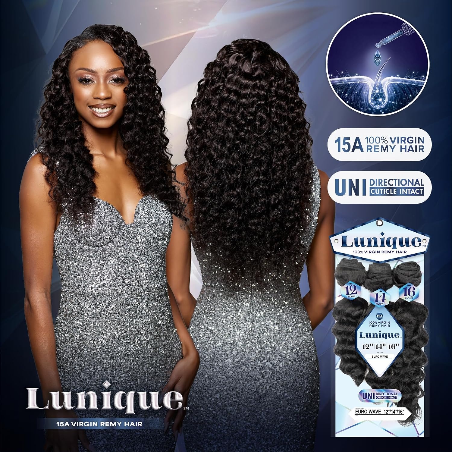 image:imageSensationnel Lunique Multi Weave Hair Euro Wave 15A Remyhair 3 Bundle Layered Lengths for Weaving and Sew in Styles 10 12 14 inch NATURALNATURAL
