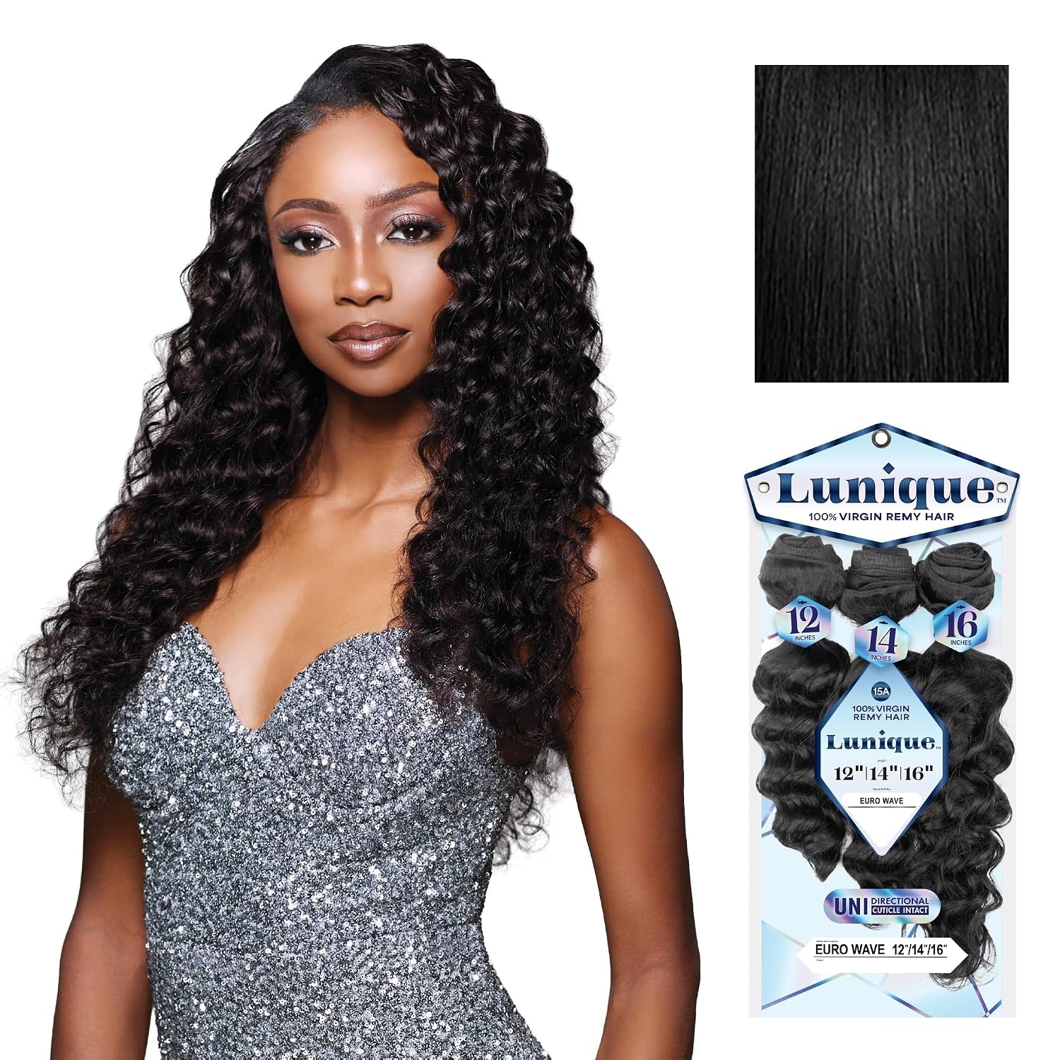 image:imageSensationnel Lunique Multi Weave Hair Euro Wave 15A Remyhair 3 Bundle Layered Lengths for Weaving and Sew in Styles 10 12 14 inch NATURALNATURALBLACK