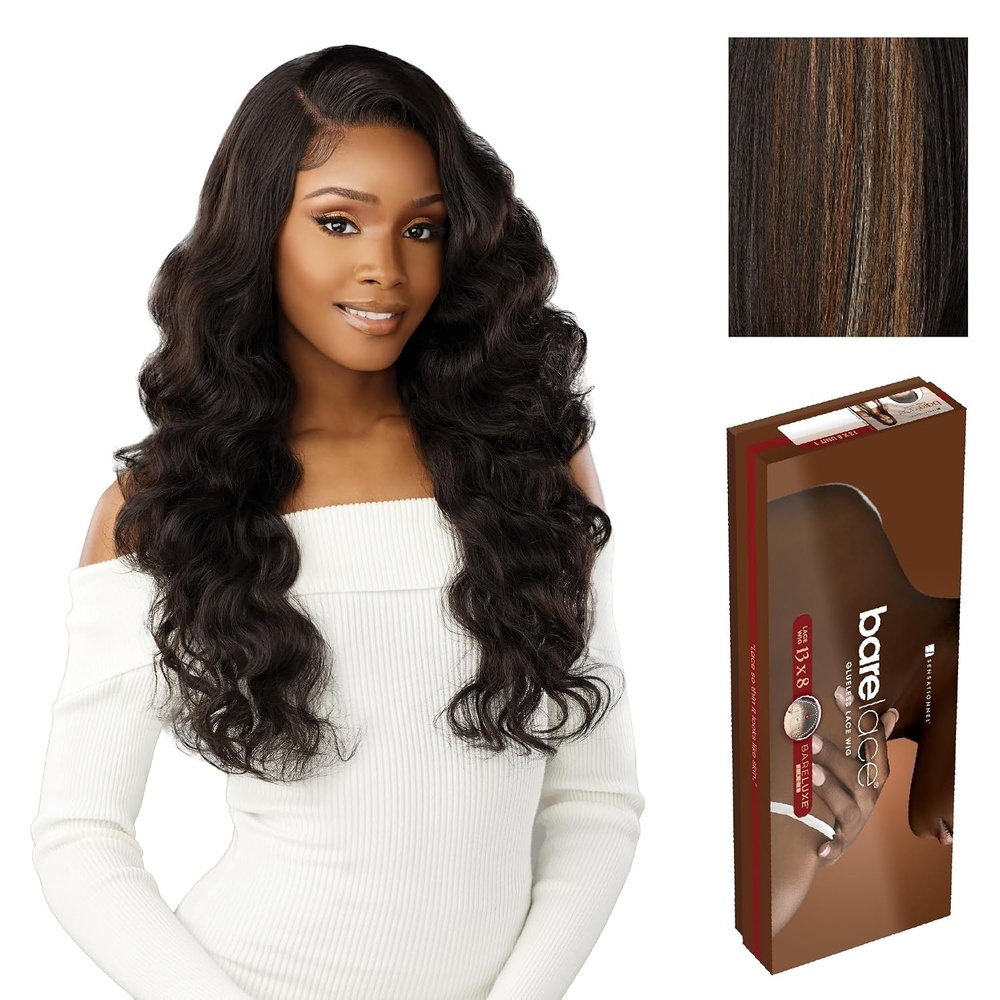 image:imageSensationnel Barelace 13x8 LaceWig Unit 2 1 JETBLACK Lace Front Synthetic Glueless 180 Degree PrePlucked HairlineFHBLONDE