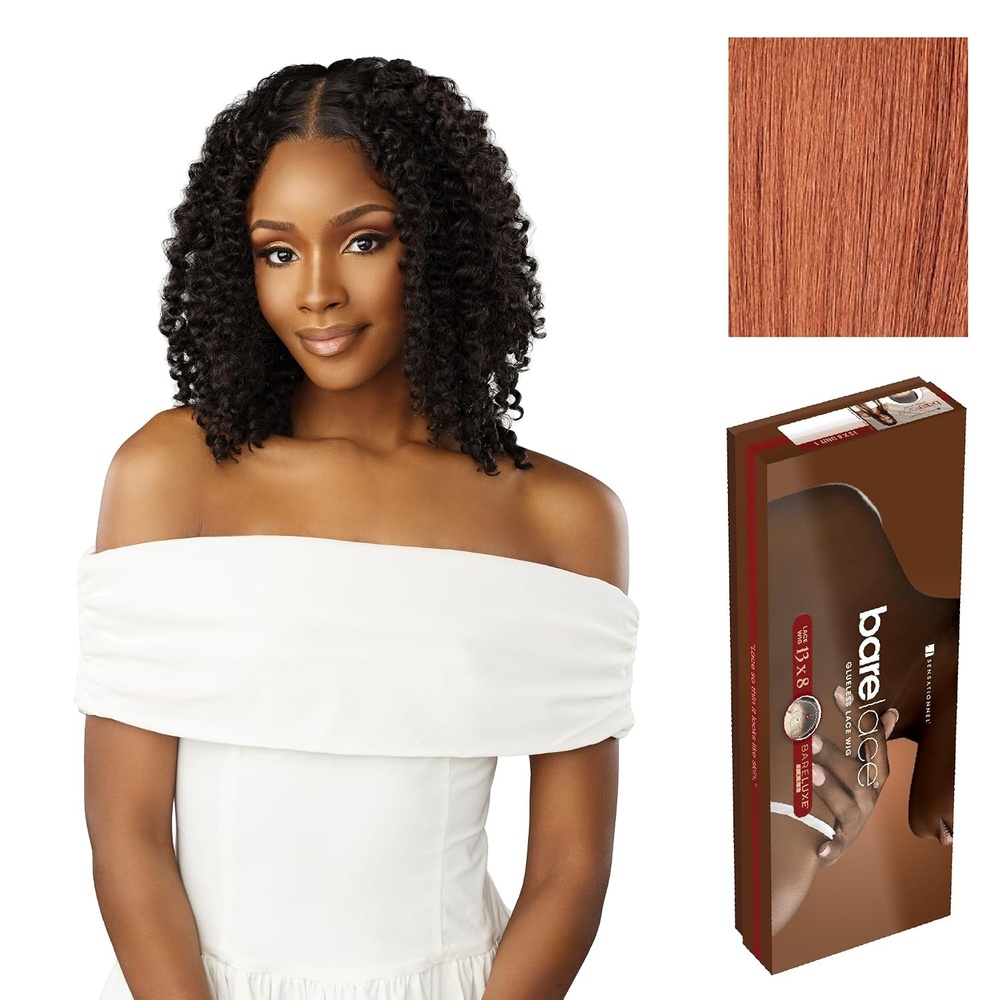 image:imageSensationnel Barelace 13x8 LaceWig  Unit 3  1 JETBLACK Lace Front Synthetic Glueless 180 Degree PrePlucked HairlineCHOCOLATECOPPER