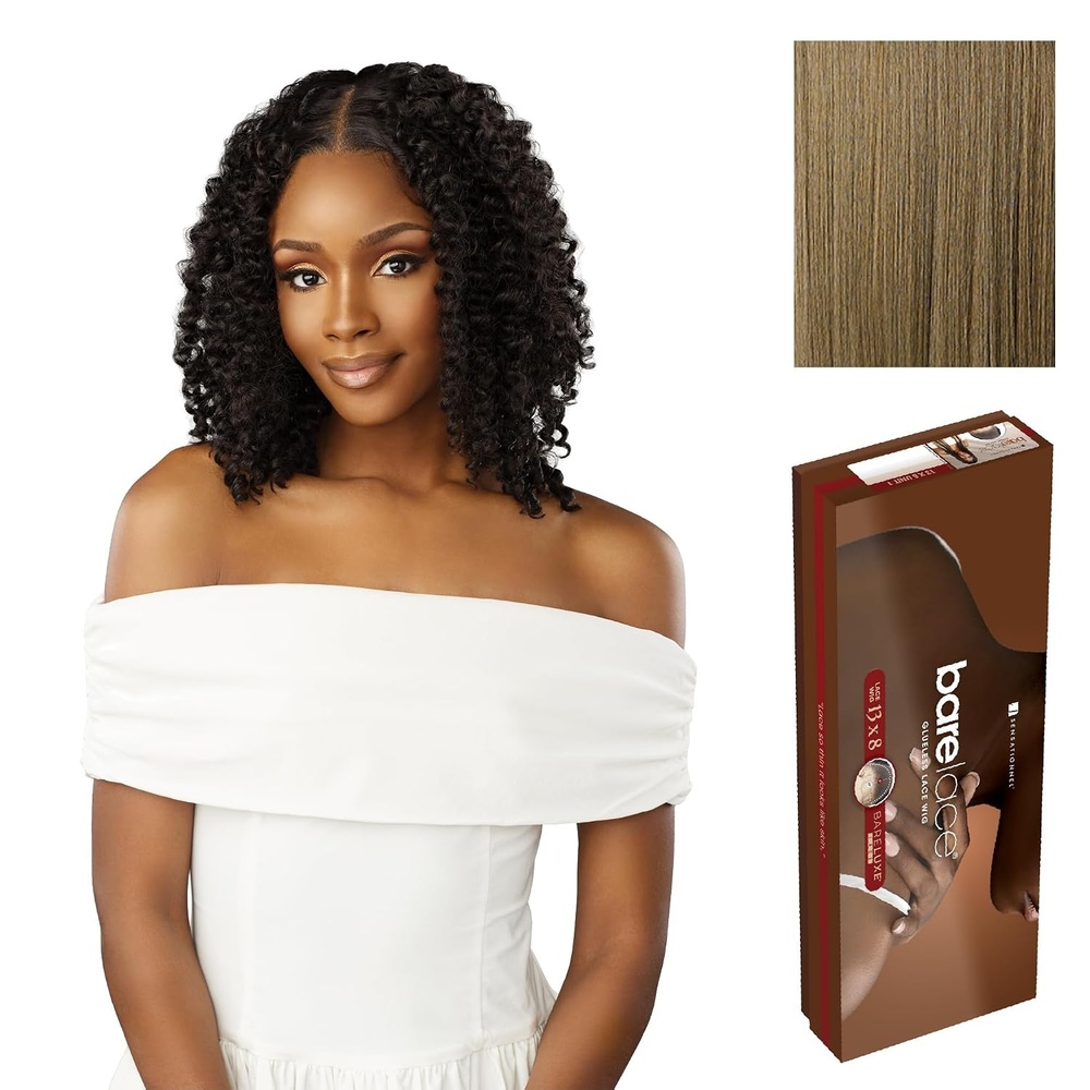 image:imageSensationnel Barelace 13x8 LaceWig Unit 3 1 JETBLACK Lace Front Synthetic Glueless 180 Degree PrePlucked HairlineLIGHTASHBROWN