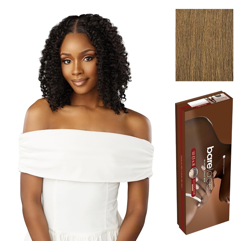 image:imageSensationnel Barelace 13x8 LaceWig Unit 3 1 JETBLACK Lace Front Synthetic Glueless 180 Degree PrePlucked HairlineMOCHABROWN