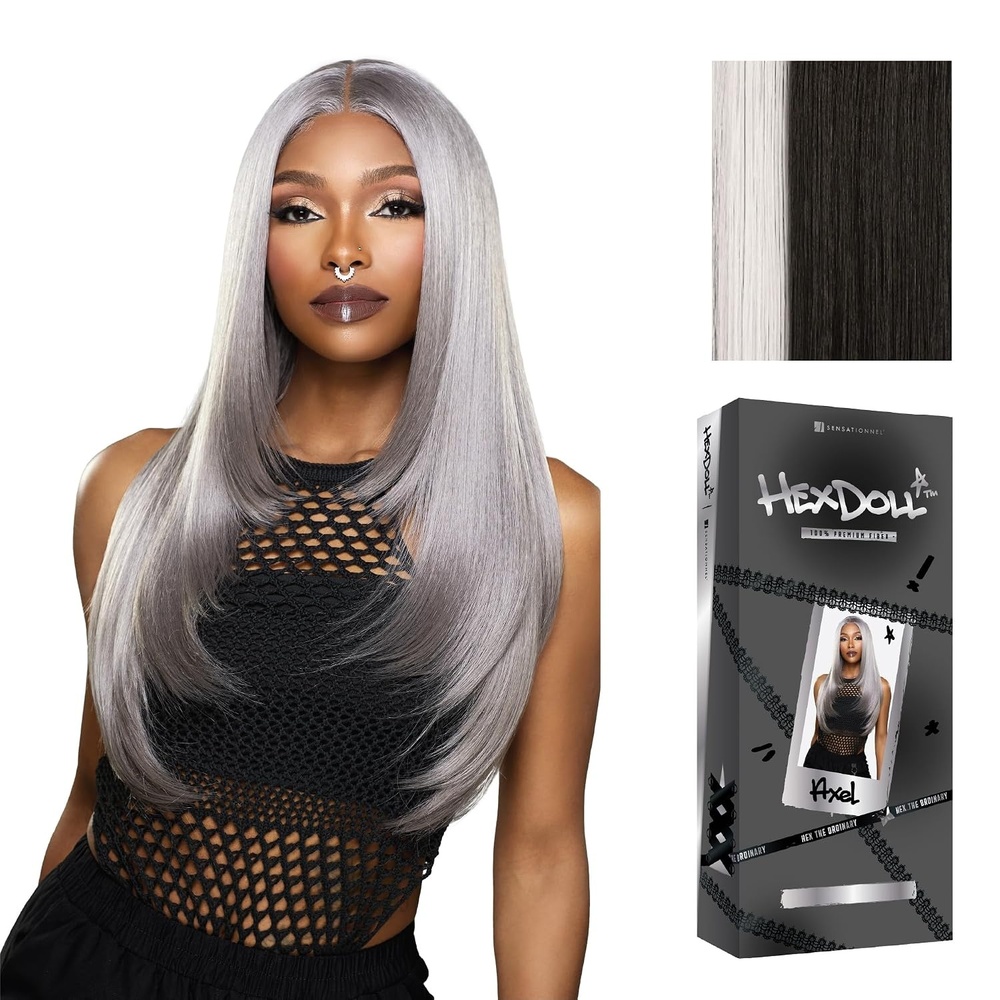 image:imageSensationnel Hexdoll 13x4 LaceWig Axel 1 JETBLACK Lace Front Synthetic Glueless Natural Density PrePlucked HairlineHALOBLOCKPLATINUM