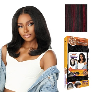 Sensationnel Curls Kinksandco Kinkyedges Wig – Kinky Straight 18 Inch | 1 JETBLACK, Y Part Lace, Synthetic, Edged Hairline, Natural 3C To 4C, Kinky Hair Textures(F1B/BG)