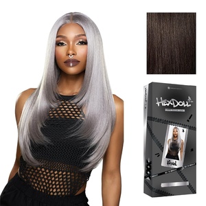 Sensationnel Hexdoll 13×4 LaceWig – Axel | 1 JETBLACK, Lace Front, Synthetic, Glueless, Natural Density Pre-Plucked Hairline(2 DARKBROWN)