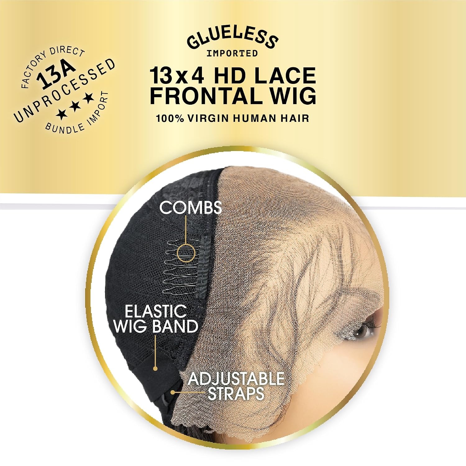 image:imageSensationnel 13A 13x4 Lace FrontalWigDeep 28 Inch NATURAL Glueless PrePlucked Hairline Human Hair 13A UnprocessedNATURAL