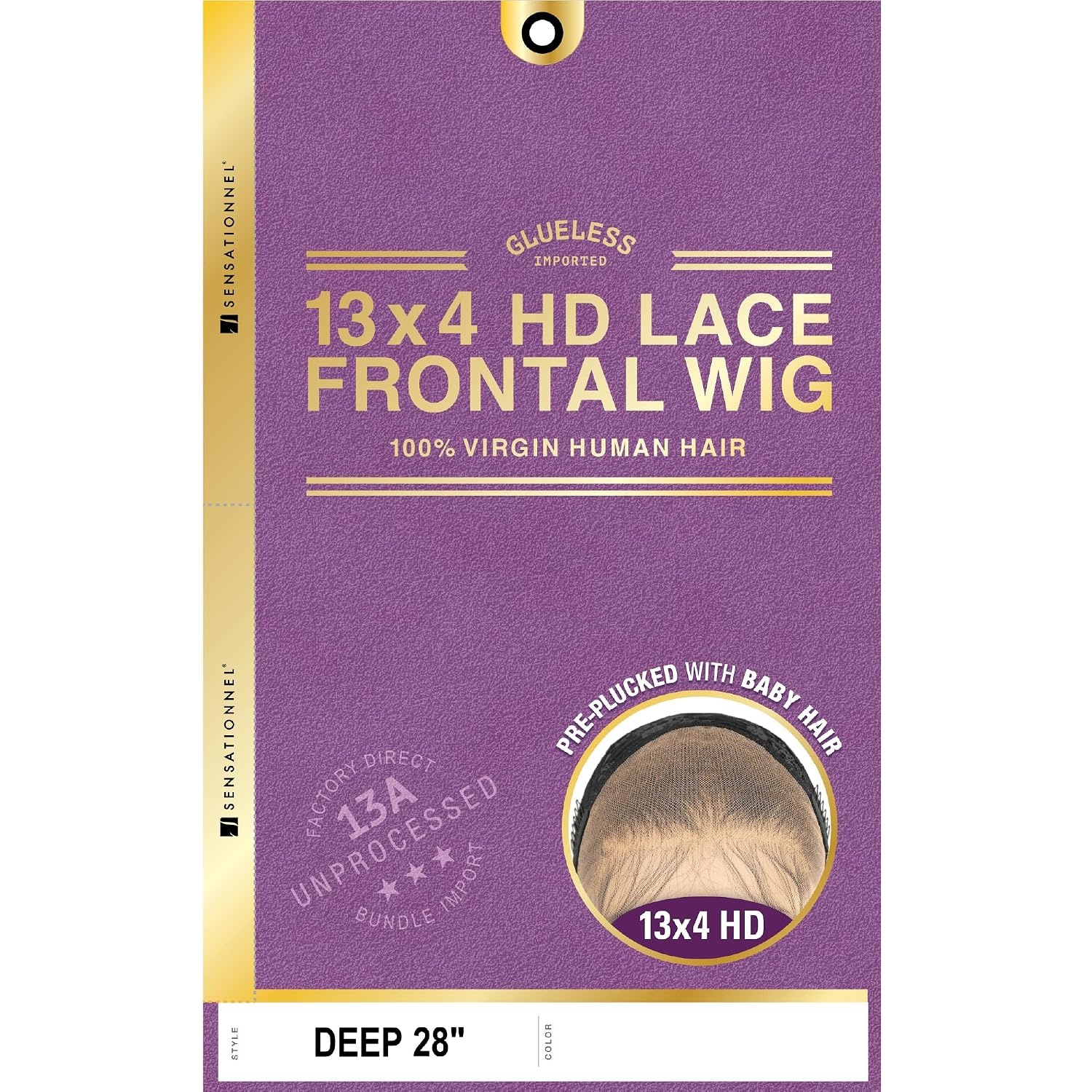 image:imageSensationnel 13A 13x4 Lace FrontalWigDeep 28 Inch NATURAL Glueless PrePlucked Hairline Human Hair 13A UnprocessedNATURALBLACK