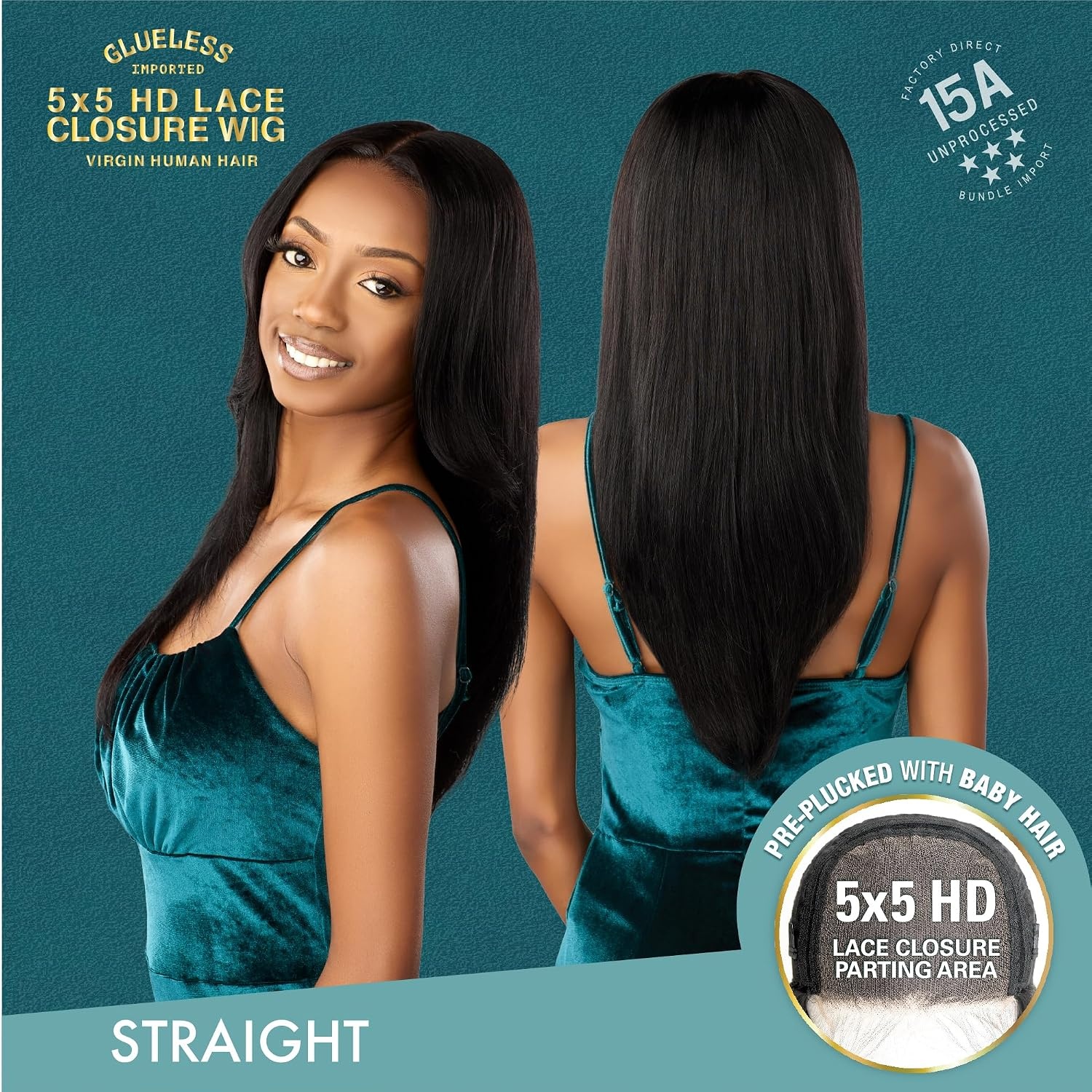 image:imageSensationnel 15A 5x5 Lace FrontalWigStraight 22 inch FHBLONDE Glueless PrePlucked Hairline Human Hair 15A UnprocessedFHBLONDE