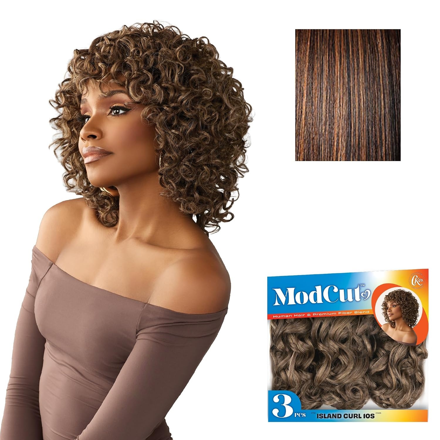 image:imageSensationnel CKCO ModCut 3pcs Bundles Island Curl 10S1 JETBLACK Curls kinks and coHuman Hair Blend Quick Weave Hair Extensions Long Lasting Effortless StyleS1B30