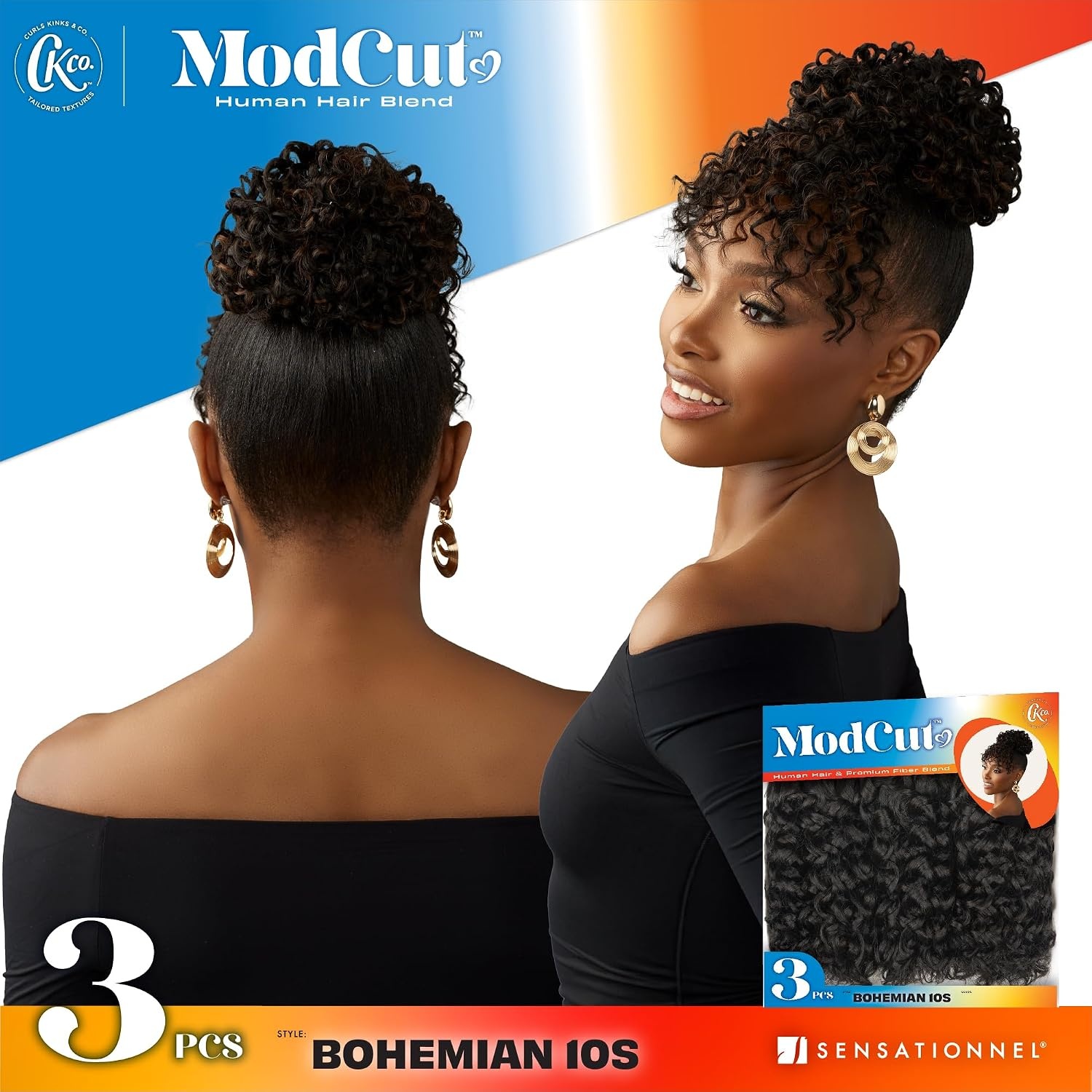 image:imageSensationnel Curls Kinksandco ModCut 3pcs Bundles Bohemian 10S1 JETBLACK Human Hair Blend Quick Weave Hair Extensions Long Lasting Effortless Style4 MEDBROWN