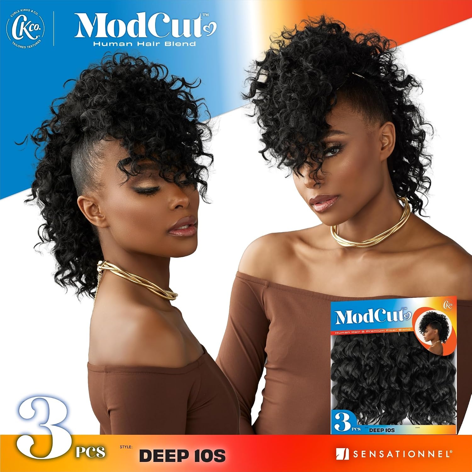 image:imageSensationnel Curls Kinksandco ModCut 3pcs Bundles Deep 10S1 JETBLACK Human Hair Blend Quick Weave Hair Extensions Long Lasting Effortless StyleBALAYAGEMOCHA