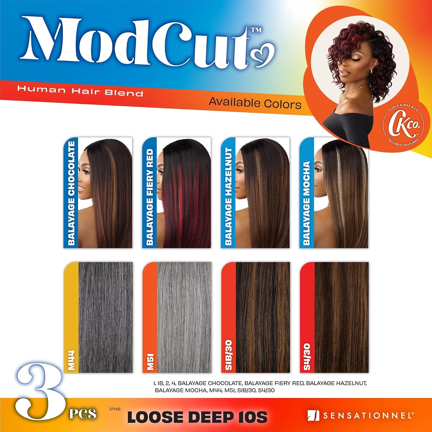 image:imageSensationnel Curls Kinksandco ModCut 3pcs BundlesLoose Deep 10S1 JETBLACK Human Hair Blend Quick Weave Hair Extensions Long Lasting Effortless StyleS1B30