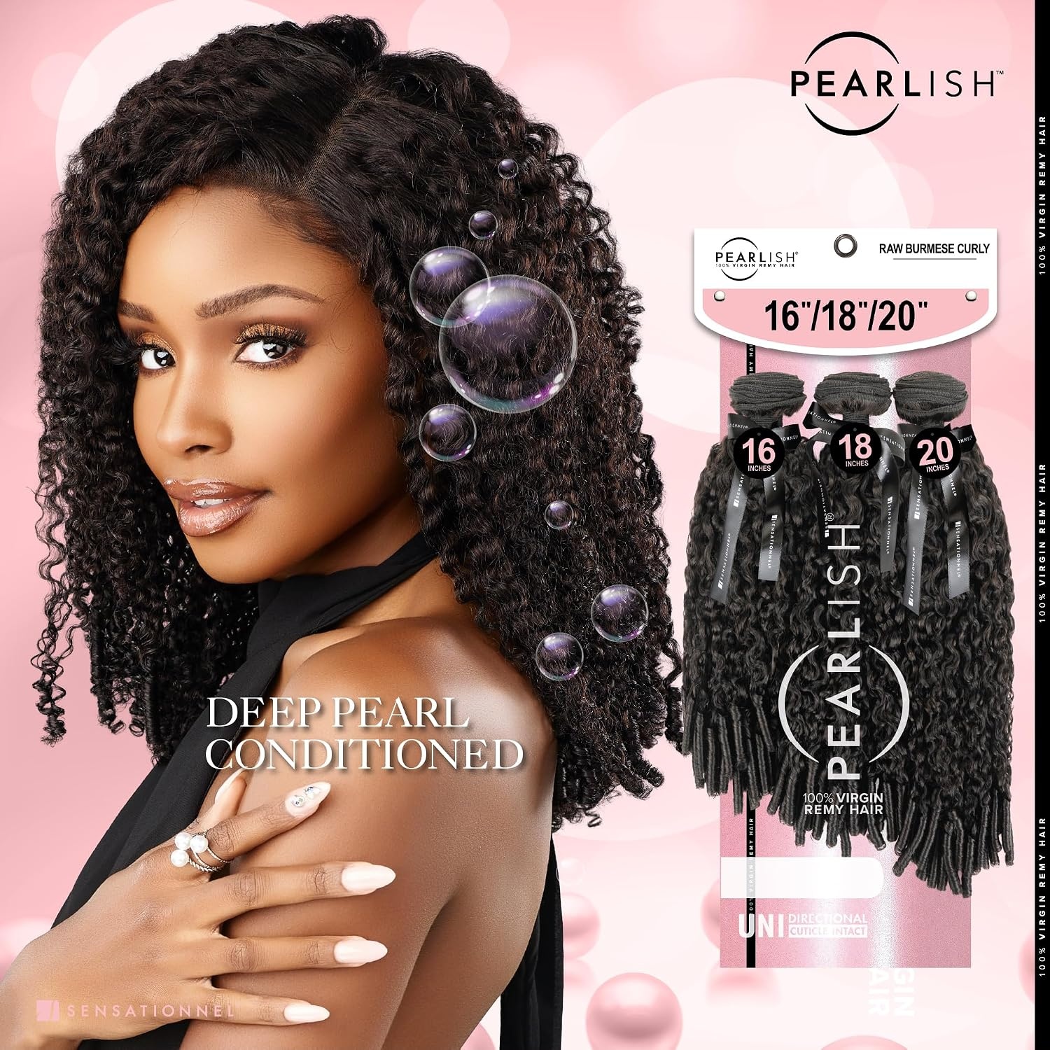 image:imageSensationnel Pearlish Multi BundleRaw Burmese Curly10 12 14 inch NATURAL 15A Soft Remy Human Hair PearlConditioned SewIn or GlueOn Layered LengthsNATURAL