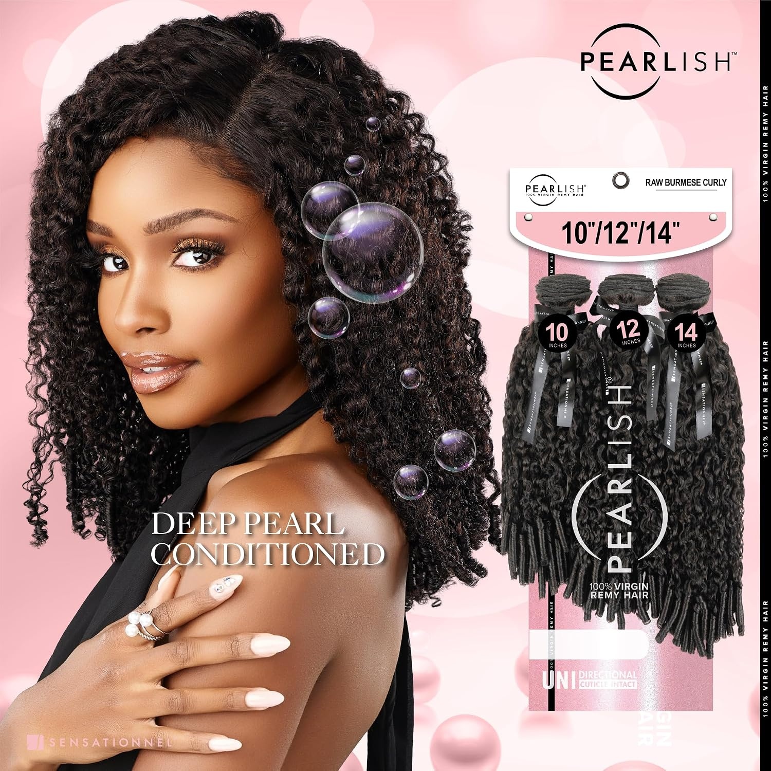 image:imageSensationnel Pearlish Multi BundleRaw Burmese Curly10 12 14 inch NATURAL 15A Soft Remy Human Hair PearlConditioned SewIn or GlueOn Layered LengthsNATURAL