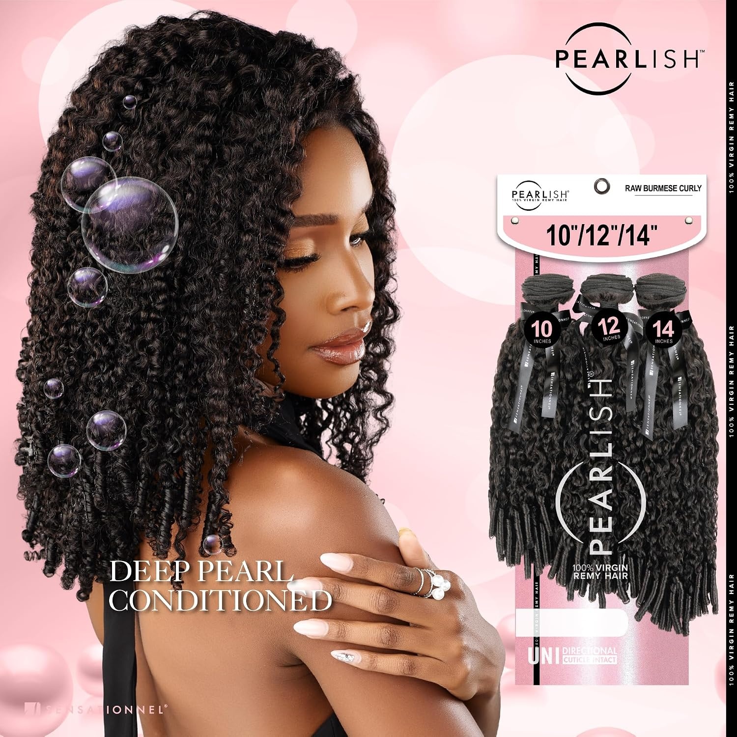 image:imageSensationnel Pearlish Multi BundleRaw Burmese Curly10 12 14 inch NATURAL 15A Soft Remy Human Hair PearlConditioned SewIn or GlueOn Layered LengthsNATURALBLACK