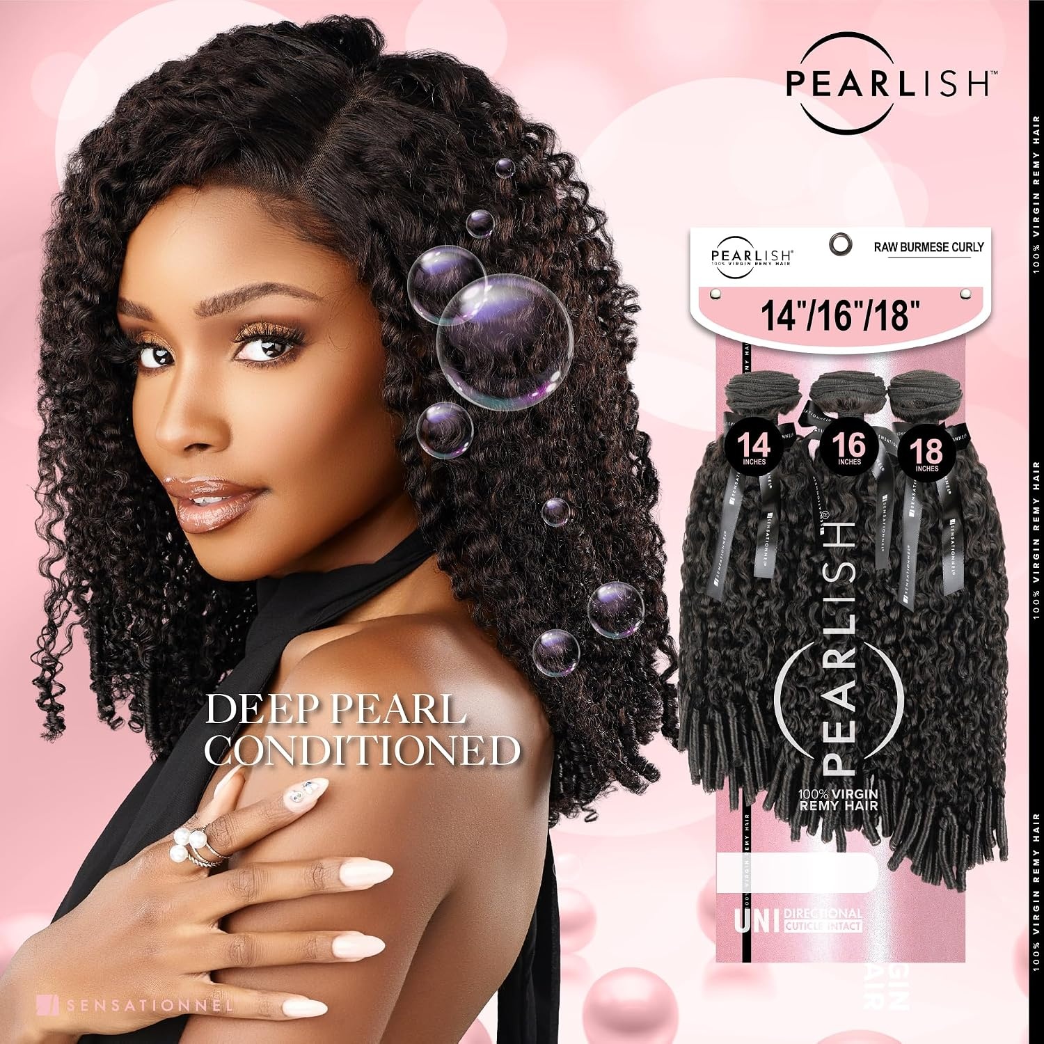 image:imageSensationnel Pearlish Multi BundleRaw Burmese Curly10 12 14 inch NATURAL 15A Soft Remy Human Hair PearlConditioned SewIn or GlueOn Layered LengthsNATURALBLACK
