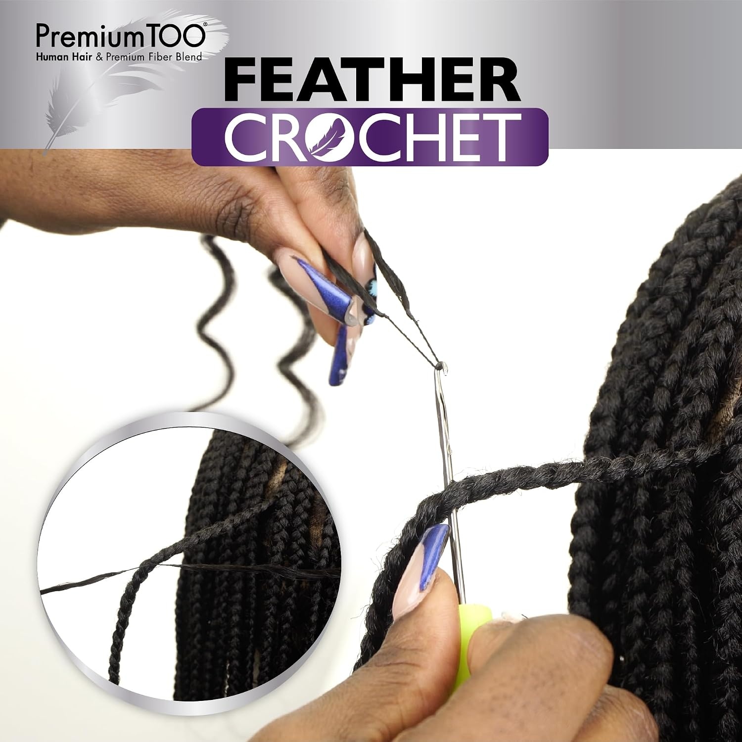 image:imageSensationnel PremiumToo Feather Crochet BraidsOcean Wave14in 1 JETBLACK Braiding hairHuman Hair Blend for Boho braids for Miracle knots PreSeparated Strands Easy Install 50 Strands4 MEDBROWN