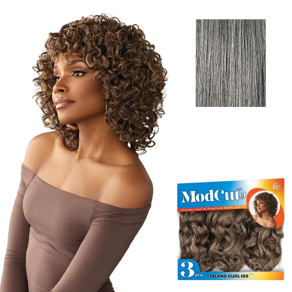 image:imageSensationnel CKCO ModCut 3pcs Bundles Island Curl 10S1 JETBLACK Curls kinks and coHuman Hair Blend Quick Weave Hair Extensions Long Lasting Effortless StyleM51