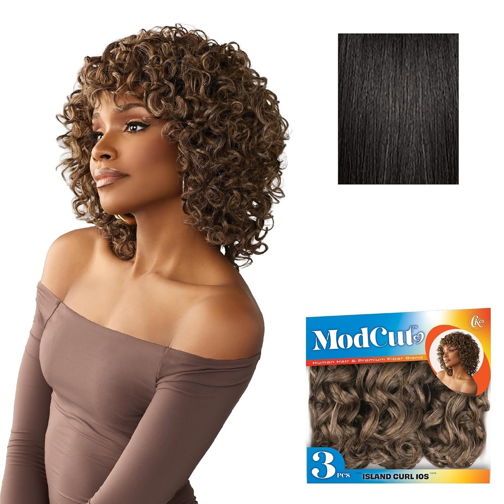 image:imageSensationnel CKCO ModCut 3pcs Bundles Island Curl 10S1 JETBLACK Curls kinks and coHuman Hair Blend Quick Weave Hair Extensions Long Lasting Effortless Style1B OFFBLACK