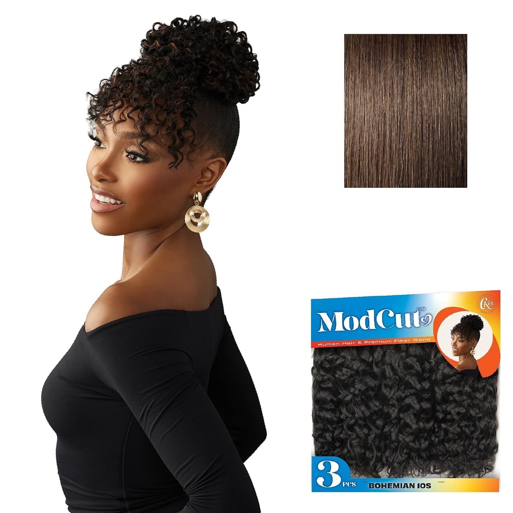 image:imageSensationnel Curls Kinksandco ModCut 3pcs Bundles Bohemian 10S1 JETBLACK Human Hair Blend Quick Weave Hair Extensions Long Lasting Effortless Style4 MEDBROWN