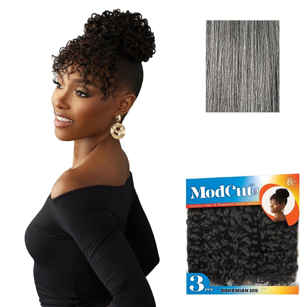 image:imageSensationnel Curls Kinksandco ModCut 3pcs Bundles Bohemian 10S1 JETBLACK Human Hair Blend Quick Weave Hair Extensions Long Lasting Effortless StyleM51
