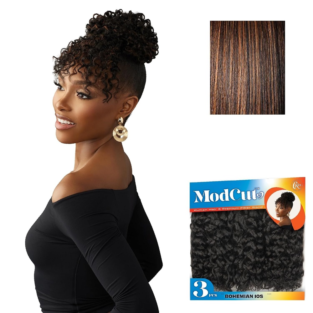 image:imageSensationnel Curls Kinksandco ModCut 3pcs Bundles Bohemian 10S1 JETBLACK Human Hair Blend Quick Weave Hair Extensions Long Lasting Effortless StyleS1B30