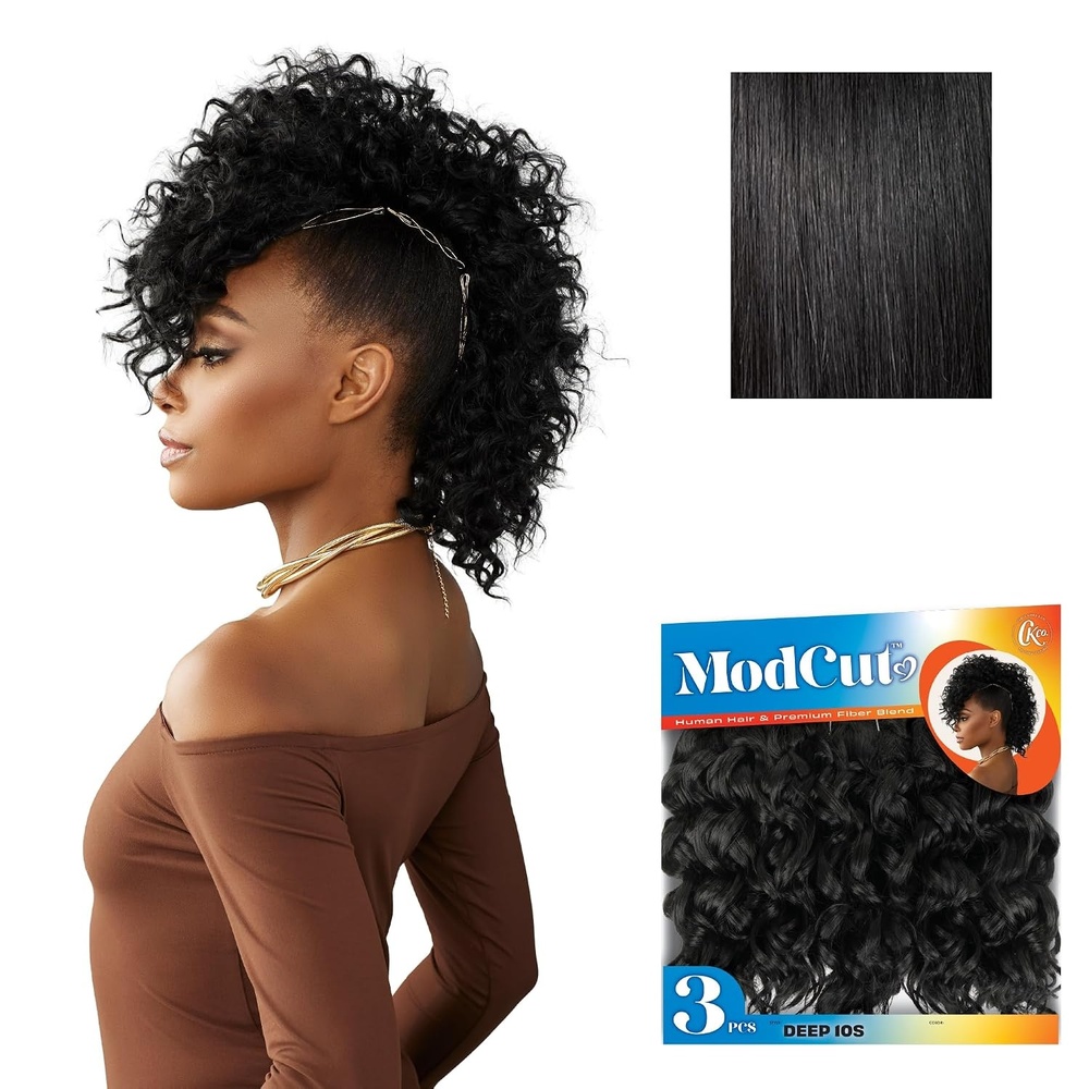 image:imageSensationnel Curls Kinksandco ModCut 3pcs Bundles Deep 10S1 JETBLACK Human Hair Blend Quick Weave Hair Extensions Long Lasting Effortless Style1 JETBLACK