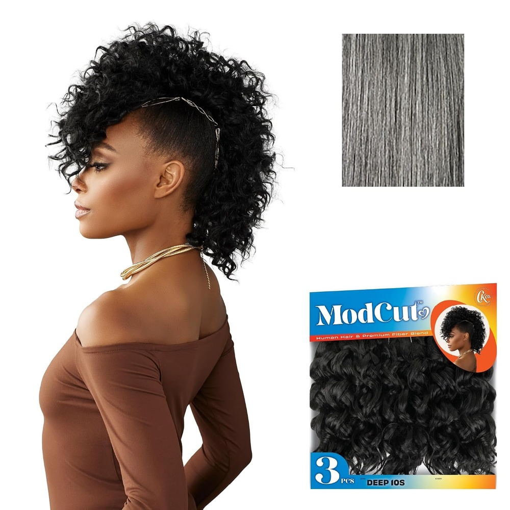 image:imageSensationnel Curls Kinksandco ModCut 3pcs Bundles Deep 10S1 JETBLACK Human Hair Blend Quick Weave Hair Extensions Long Lasting Effortless StyleM51