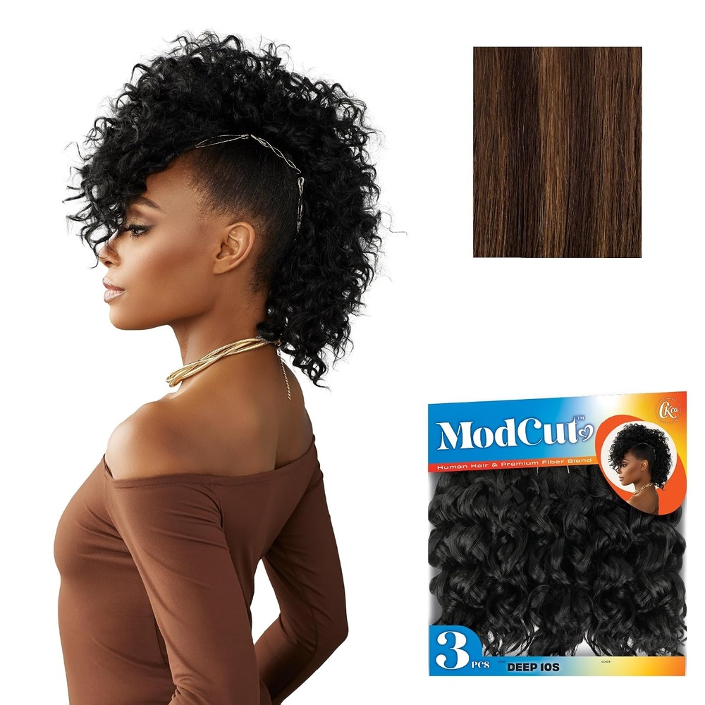 image:imageSensationnel Curls Kinksandco ModCut 3pcs Bundles Deep 10S1 JETBLACK Human Hair Blend Quick Weave Hair Extensions Long Lasting Effortless StyleS430