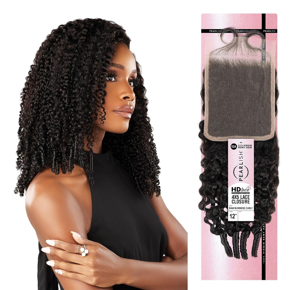 image:imageSensationnel Pearlish Bundle 4x5 ClosureRaw Burmese Curly12 inch NATURAL  15A Soft Remy Human Hair HD Lace Beauty Supply Bundles Weave StylesNATURAL