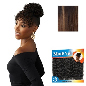 Sensationnel Curls Kinksandco ModCut 3pcs Bundles -Bohemian 10S,1 JETBLACK | Human Hair Blend, Quick Weave, Hair Extensions, Long Lasting, Effortless Style(BALAYAGEHAZELNUT)