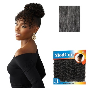 Sensationnel Curls Kinksandco ModCut 3pcs Bundles -Bohemian 10S,1 JETBLACK | Human Hair Blend, Quick Weave, Hair Extensions, Long Lasting, Effortless Style(M44)