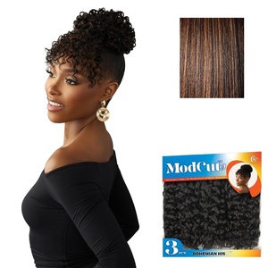 Sensationnel Curls Kinksandco ModCut 3pcs Bundles -Bohemian 10S,1 JETBLACK | Human Hair Blend, Quick Weave, Hair Extensions, Long Lasting, Effortless Style(S1B/30)