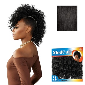 Sensationnel Curls Kinksandco ModCut 3pcs Bundles -Deep 10S,1 JETBLACK | Human Hair Blend, Quick Weave, Hair Extensions, Long Lasting, Effortless Style(1B OFFBLACK)