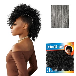 Sensationnel Curls Kinksandco ModCut 3pcs Bundles -Deep 10S,1 JETBLACK | Human Hair Blend, Quick Weave, Hair Extensions, Long Lasting, Effortless Style(M51)