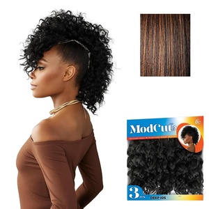 Sensationnel Curls Kinksandco ModCut 3pcs Bundles -Deep 10S,1 JETBLACK | Human Hair Blend, Quick Weave, Hair Extensions, Long Lasting, Effortless Style(S1B/30)