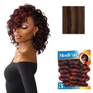 Sensationnel Curls Kinksandco ModCut 3pcs Bundles-Loose Deep 10S,1 JETBLACK | Human Hair Blend, Quick Weave, Hair Extensions, Long Lasting, Effortless Style(S4/30)